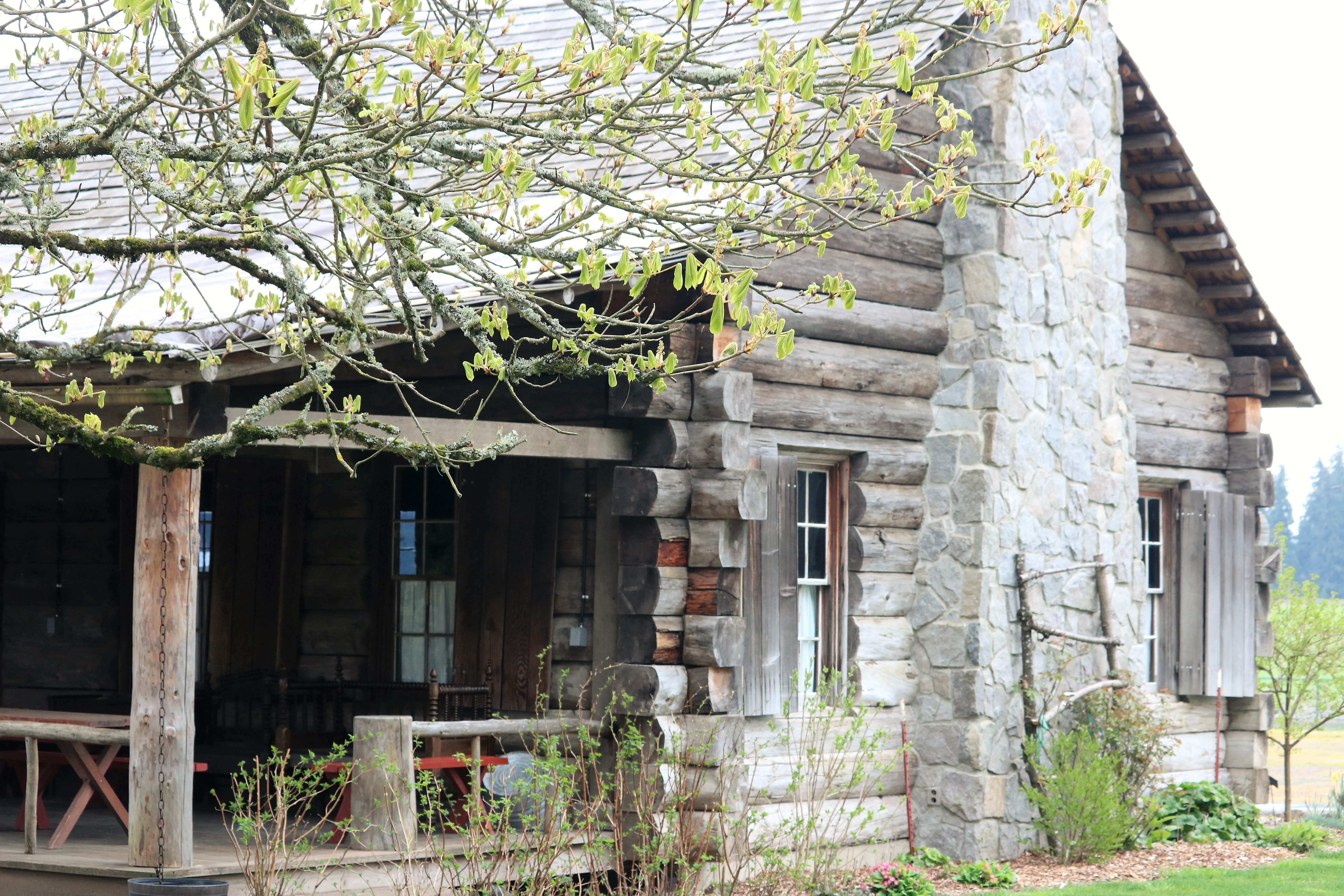 Historic log cabin at Newell Pioneer Village in St. Paul.